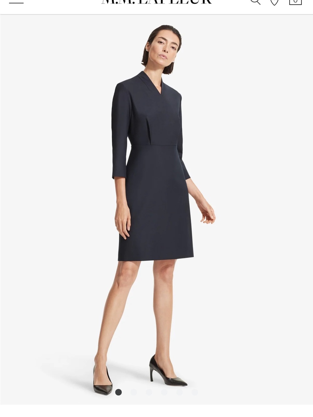 MM Lafleur Black Long Sleeve Wrap-Style Midi Dress